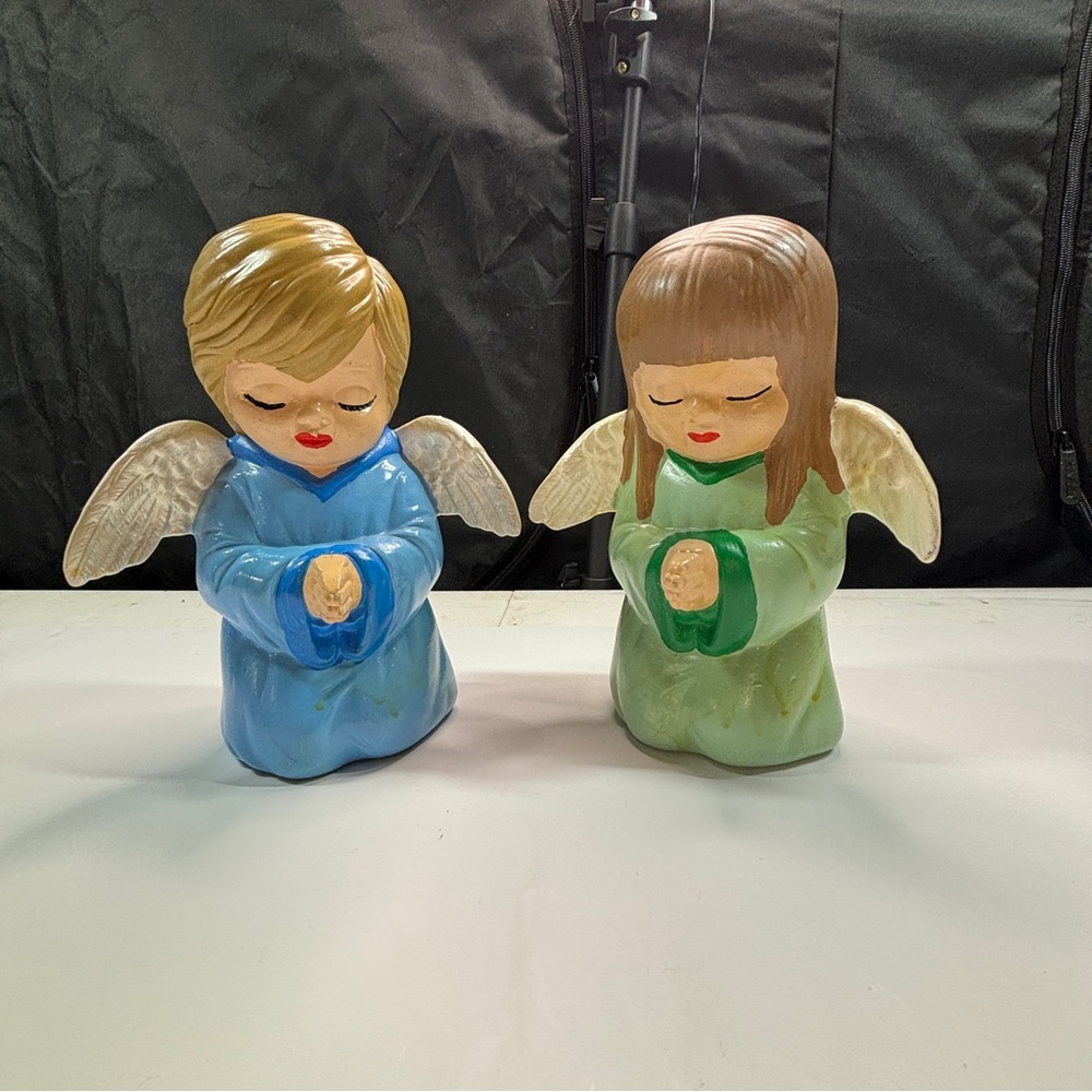 Vintage Scioto Ceramic Set Hand Painted Pastel Children Boy Girl Angels Baby 78